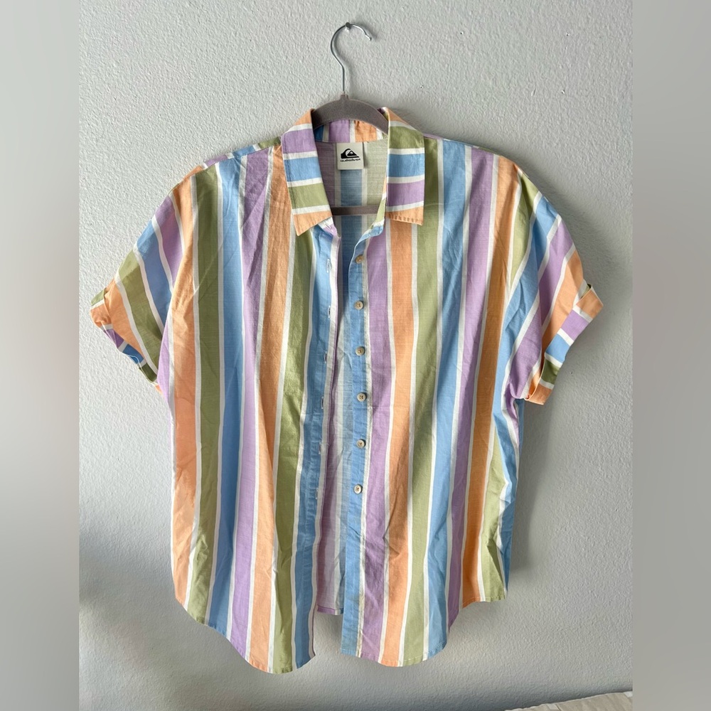 Quiksilver striped button down pastel shirt - size medium